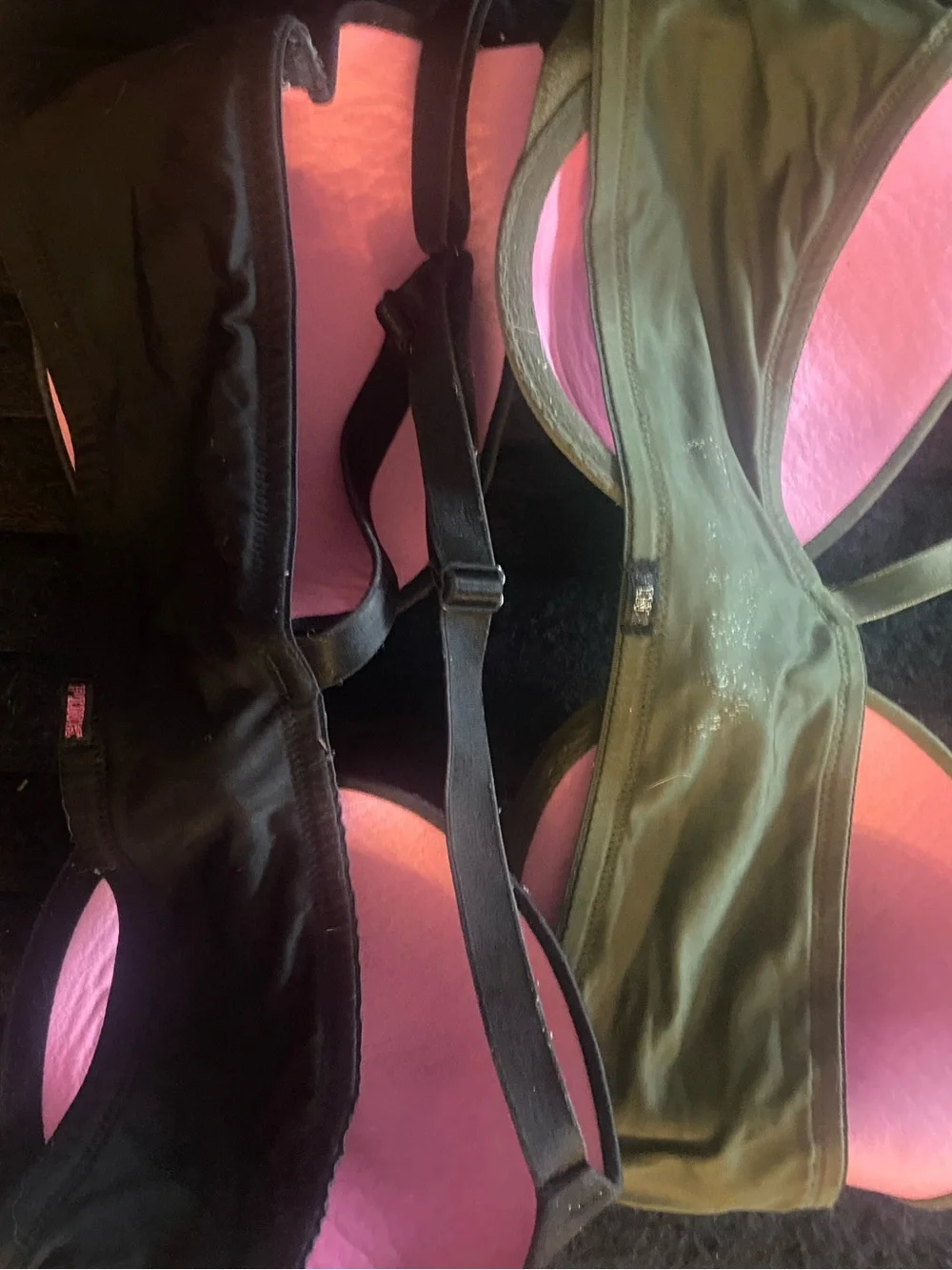PINK Victoria's Secret Black and Olive Green Bra Set - Picture 2 of 3